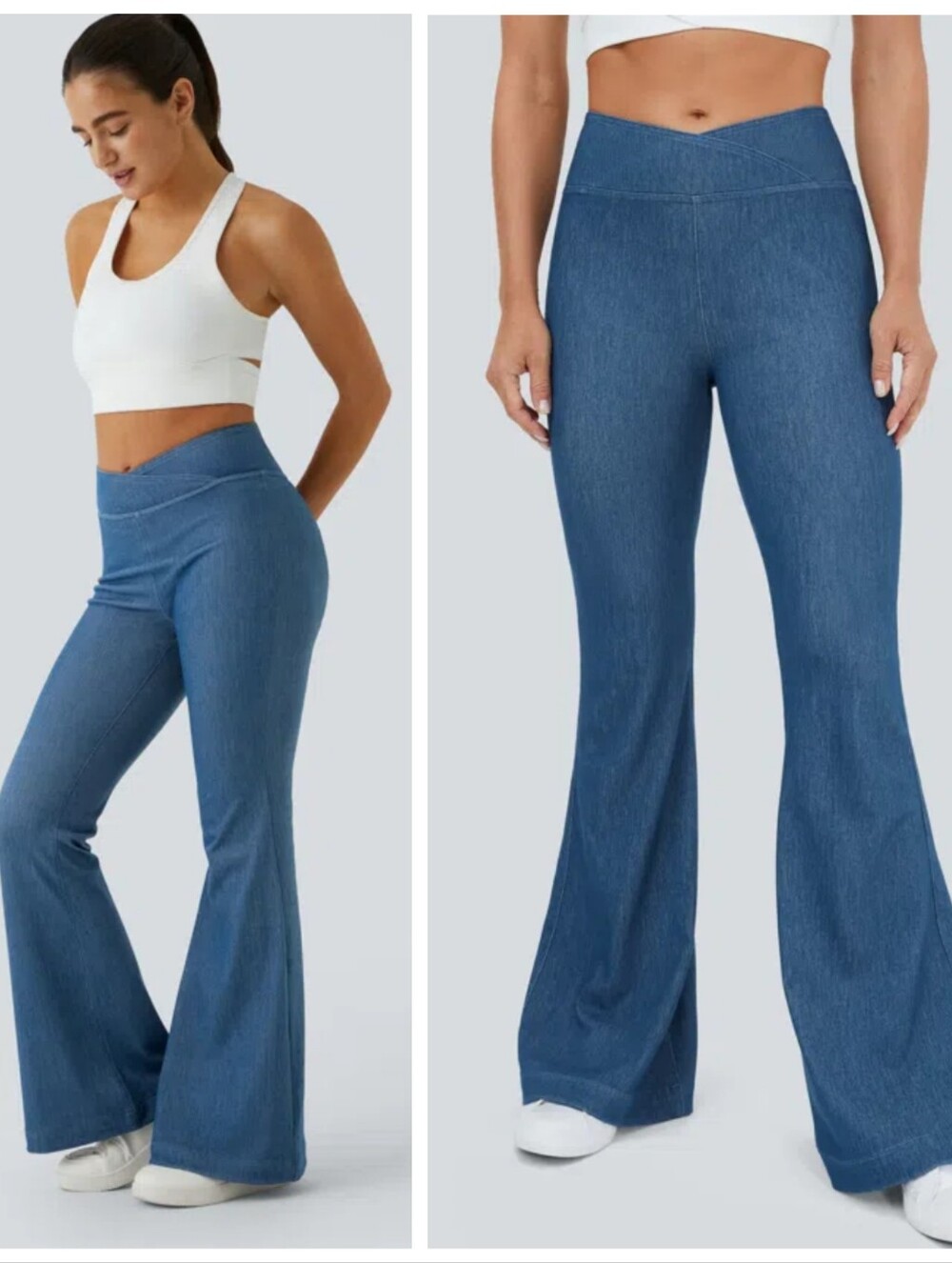 NWT HALARA Fle High Waisted Crossover Casual Flare Jeans Women's XL Stretch NEW!